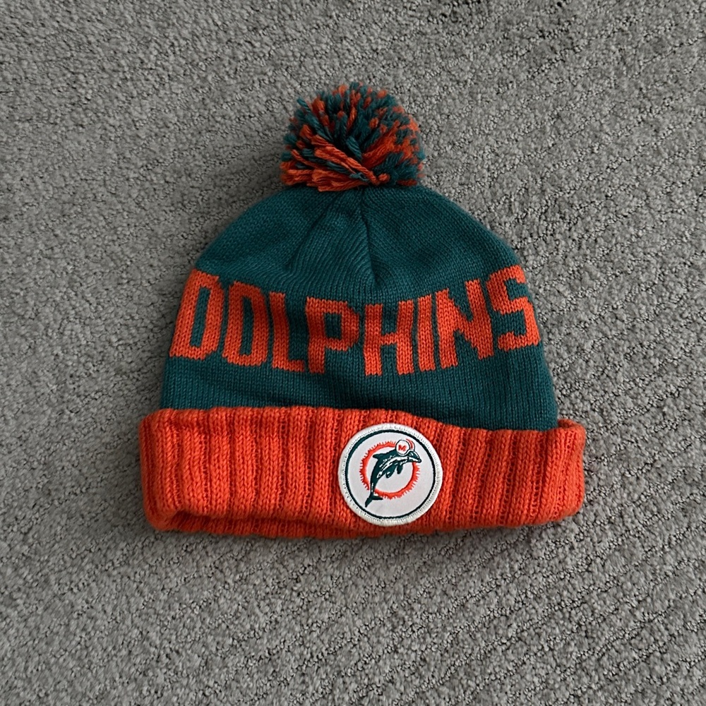 Teal and Orange Mitchell & Ness NFL Dolphins Beanie